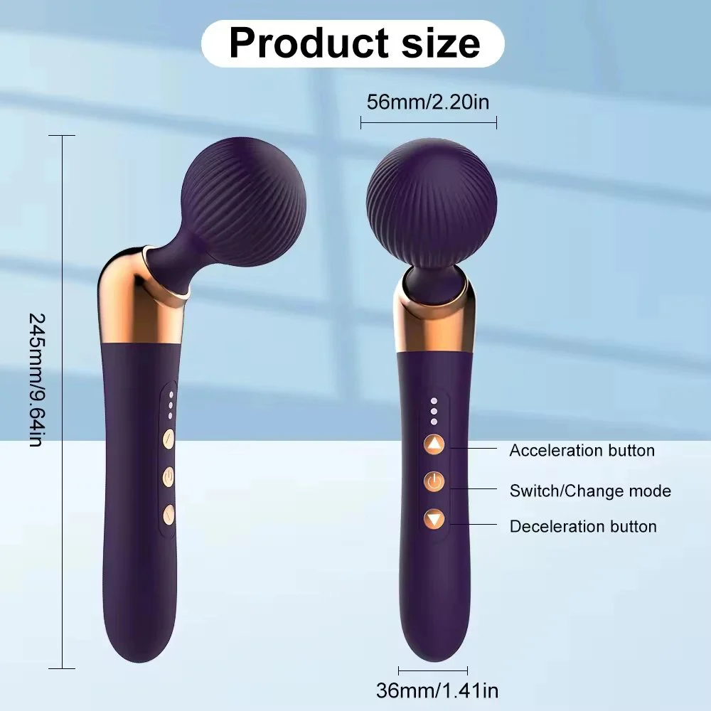 Cordless Wand Massager for Women-Rechargeable 100% Waterproof 10 Vibration Frequencies 5 Speeds Soft Silicone Intimate
