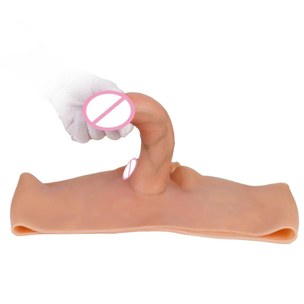 Solid Wearable Silicone Strap-On Dildo with Adjustable Harness Reusable Design, Also Works As Penis Sleeve & Glans Cover