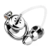 Cock Cage with Anal Plug Seven Holes to Squirting Silver Material Chastity Devices for Men Sissy Gay