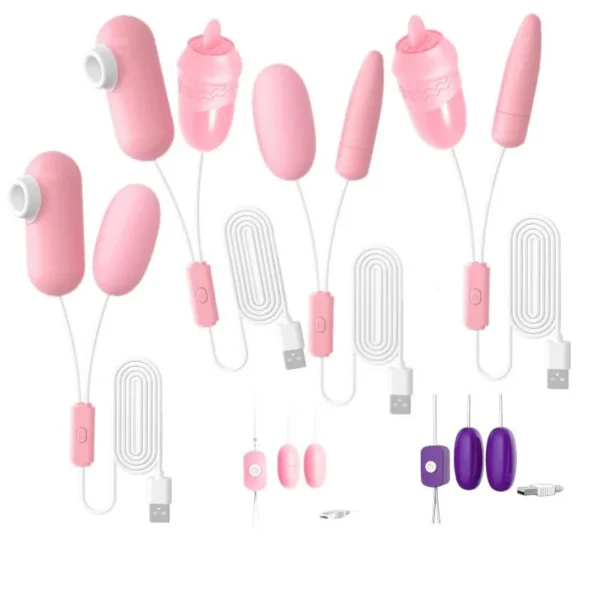 Flirting Egg Sucking Tongue Licking Double Jumping Egg USB Charging Masturbator Female Adult Sexual Equipment