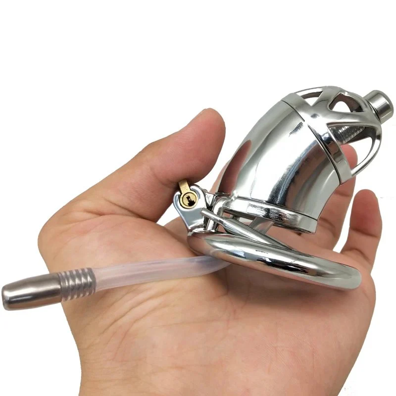 7cm Metal Male Cock Cage Lock Penis in Cage with Keyholder+clasp Man Chastity Cage with Cock Ring for Male