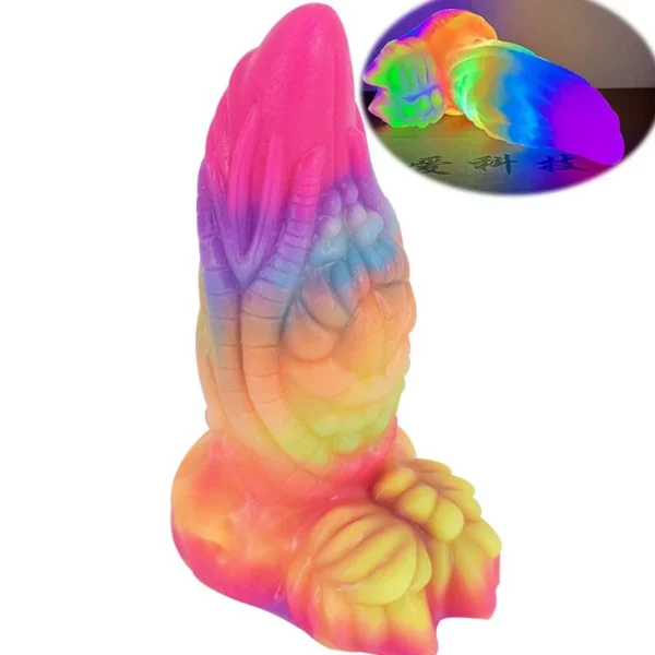 8 Inch Butt Plug Freaky Glowing Luminous Anal Dilator Gorgeous Dildo with Suction Liquid Silicone Adult Sexy Tool
