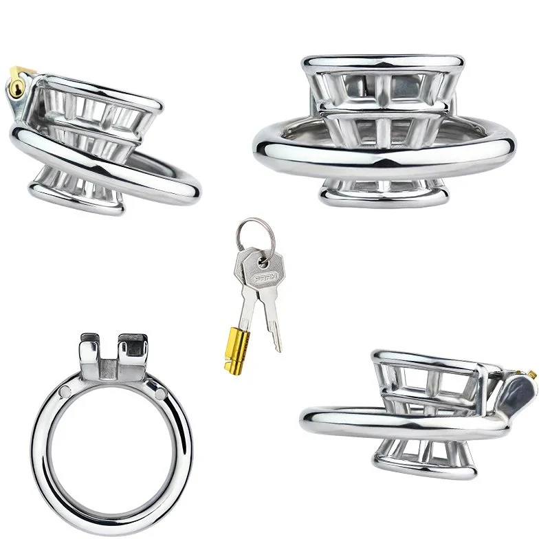 Chastity Cage Male Rooster Penis Cage Adult Sexual Metal Cock Slave Punish BDSM Bondage Sex Toy for Male Couples Round Ring