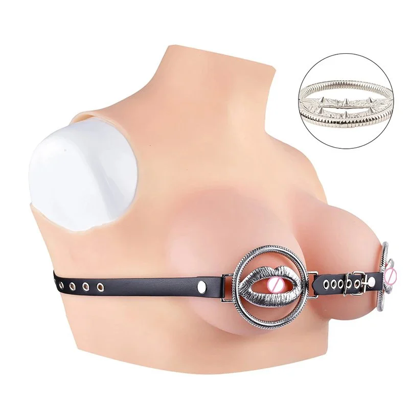 Goddess Sexual Breast 304 Stainless Steel + PU Leather Goddess Breast Restraint Nipple Clamps Suitable for Bdsm Games
