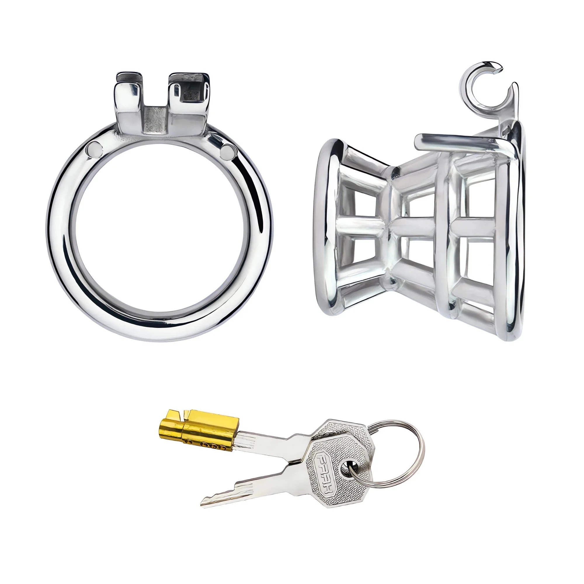 Chastity Cage Male Rooster Penis Cage Adult Sexual Metal Cock Slave Punish BDSM Bondage Sex Toy for Male Couples Round Ring