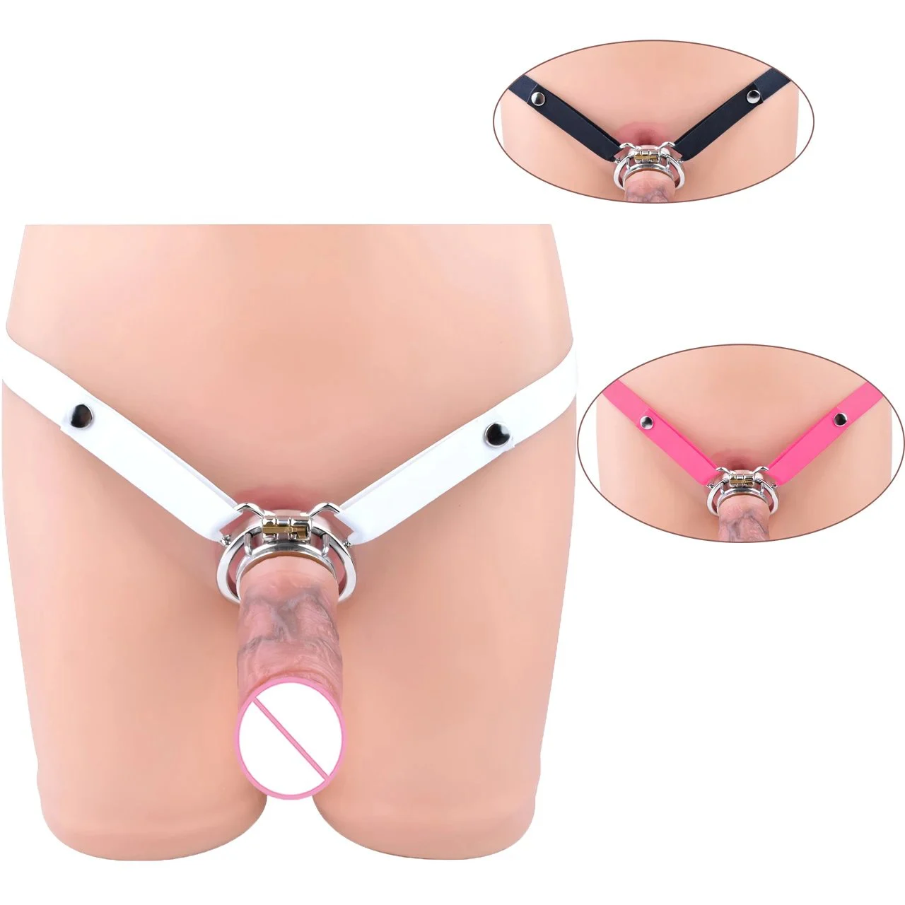 High Quality Inverted Urethral Play Sissy Penis Rings Intimate Product Chastity Cage Device with Dildo Head for Couple