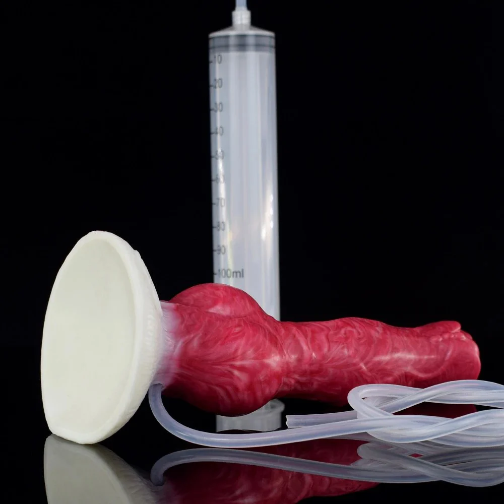 8.26 Inch Huge Realistic G Spot Animal Horse Squirting Silicone Sex Toys Color Red Ejaculating for Women Sex