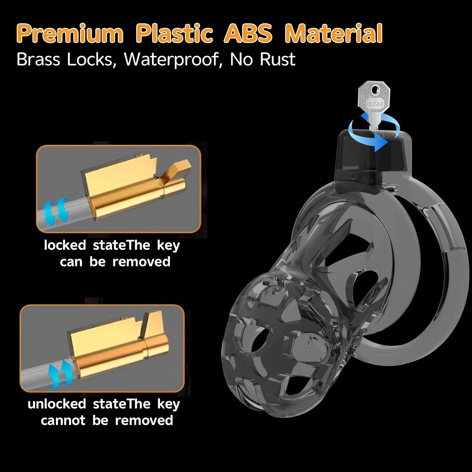 Chastity Cage Men Premium Breathable Waterproof Eco-Friendly 6 Sizes Rings Invisible Lock for Penis Exercise Bondage Gear Adult