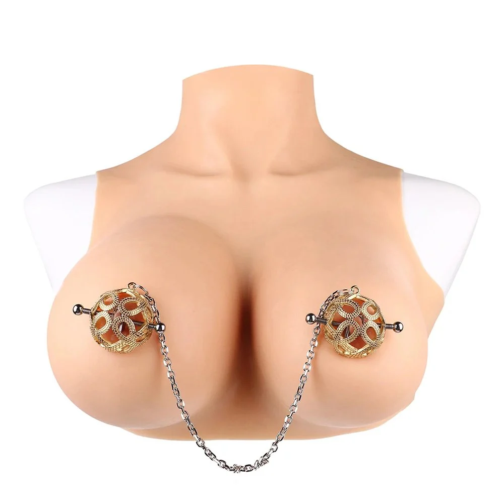 Latest 304 Stainless Steel Gold Spiked Nipple Clamps for Couple Bed Games Breast Stimulation Orgsm with Leather Sex Toys