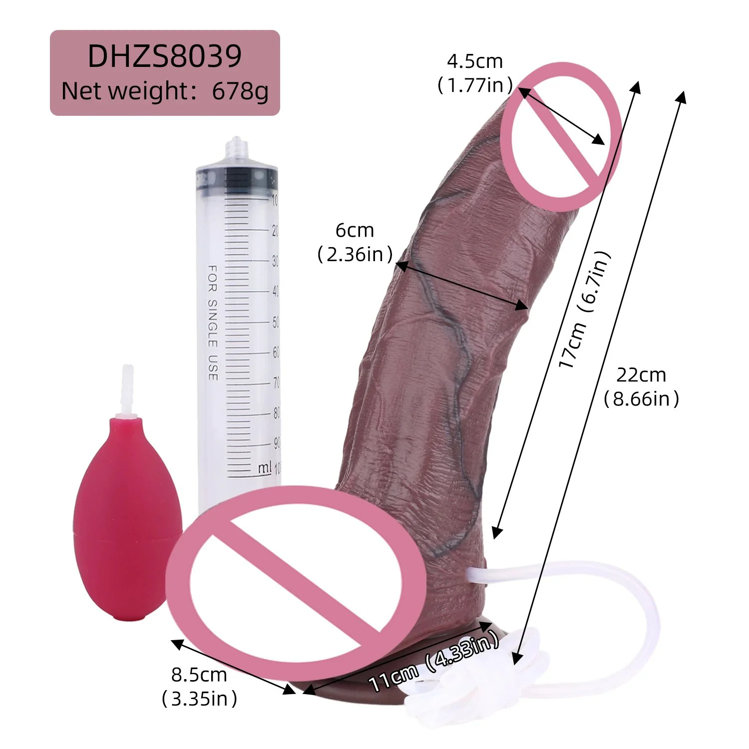 Real Soft Dual-Layer Squirting Black Dildo Realistic Silicone Anal Plug WIth Ejaculation Function for Men Women Masturbator