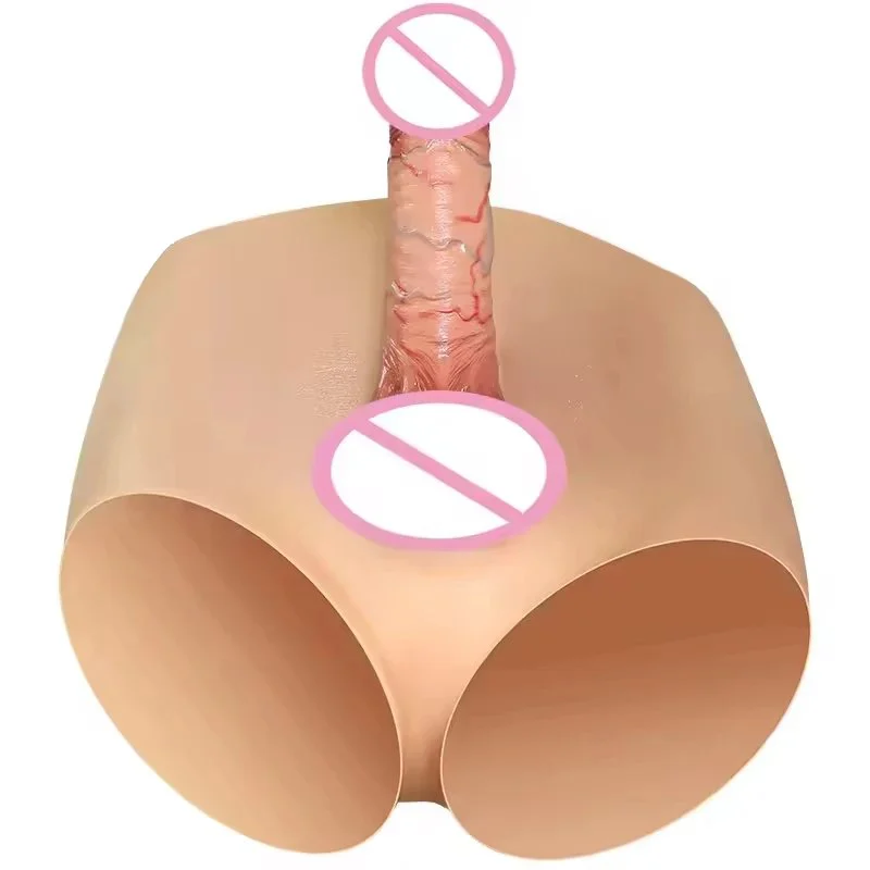 Lesbian Gay Eco-Friendly IPX6 Waterproof Silicone Wearable Panty with Penis Strap-On Dildo for Men Women