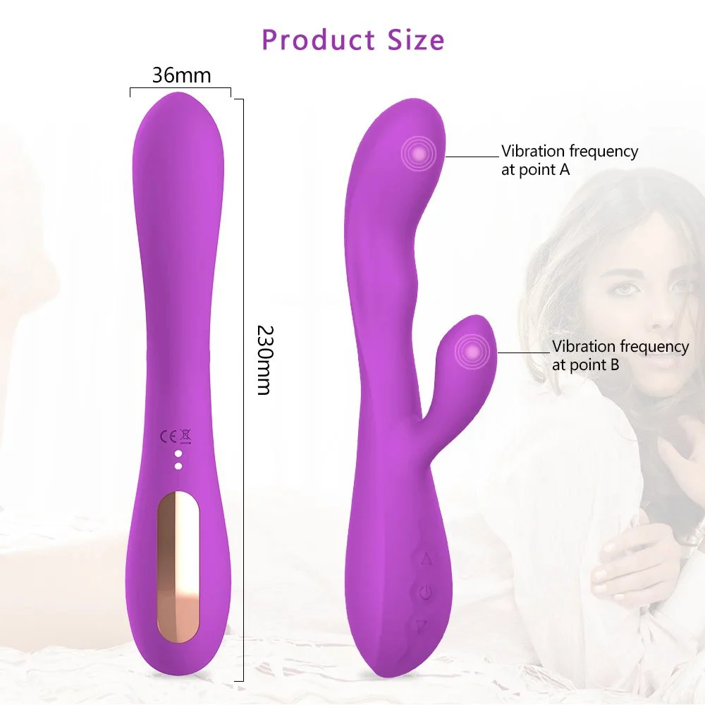 Powerful 10 Frequency Double Motor Vibration One Key Heating Rabbit Vibrator Women Handheld Sex Toy