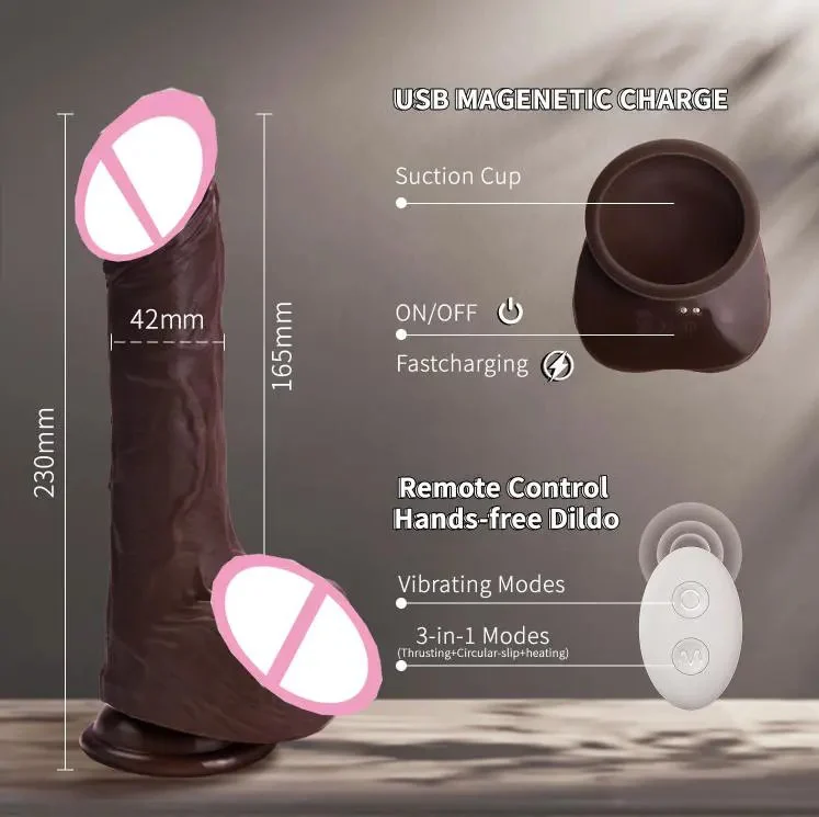 7 Thrusting Vibration Modes Realistic Big Dildo Vibrator Remote Control Penis Heating Vibrating Rotation Sex Toys for Woman