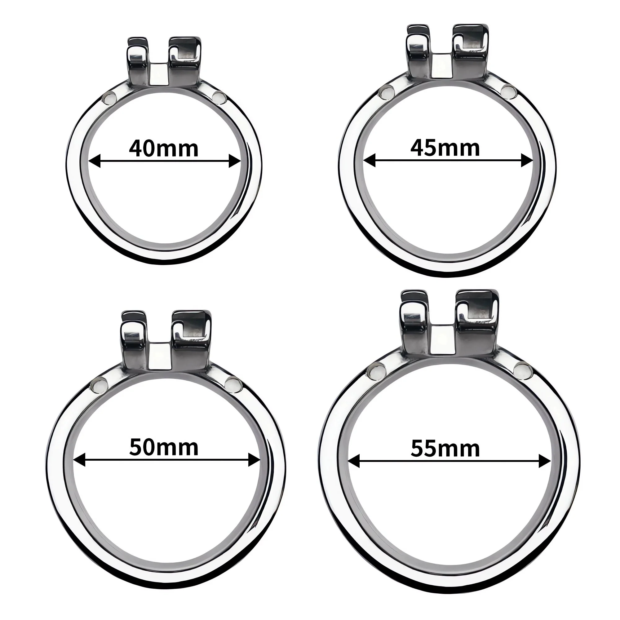 Chastity Cage Attachment Round curved Ring and Strap on Ring with 4 Active