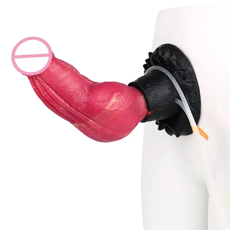 Realistic Fantasy Inflatable Squirting Dildo Made of Liquid Silicone with Suction Cups for Adult Sex Toys