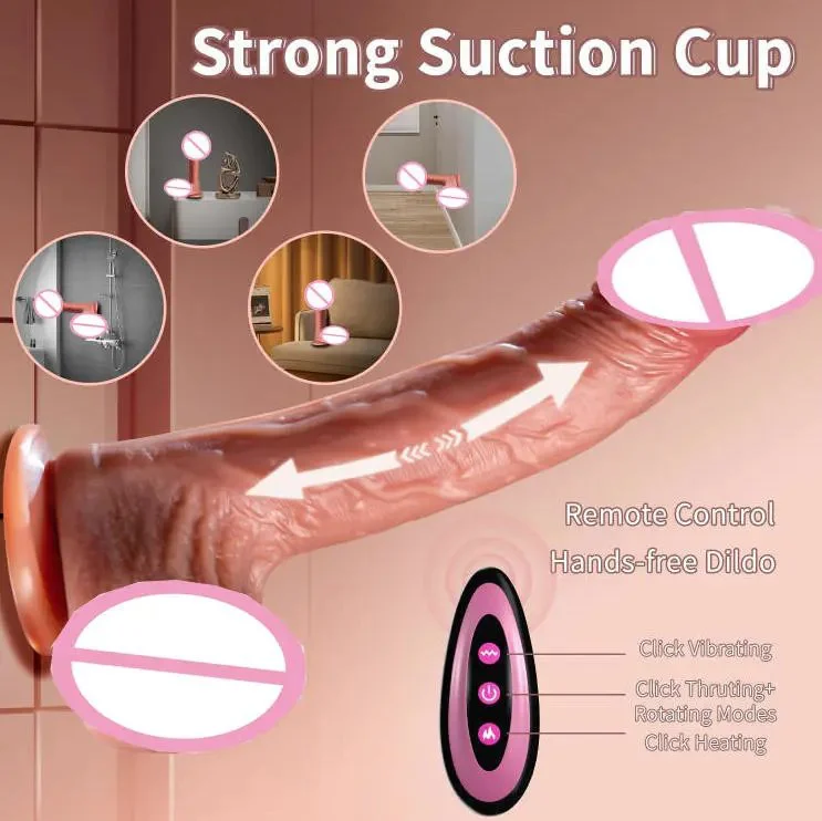 7 Thrusting Vibration Modes Realistic Big Dildo Vibrator Remote Control Penis Heating Vibrating Rotation Sex Toys for Woman