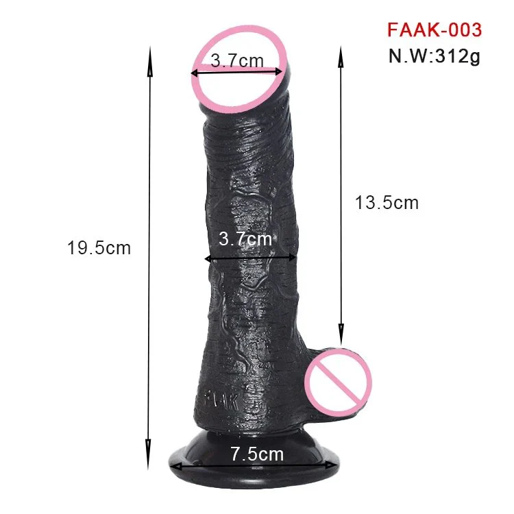 7.67 Inch Strap on Dildo Rubber Penis Sex Toy Shop 19.5cm Black Dildo with Belt Strap on Penis