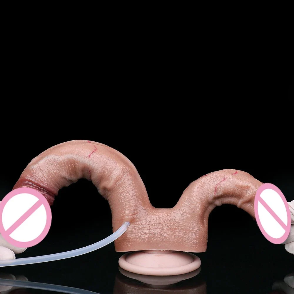 Realistic Double Ejaculating Dildo Silicone Squirting Penis G-Spot Stimulate Sex Toys for Women Men Sucker Anal PLug