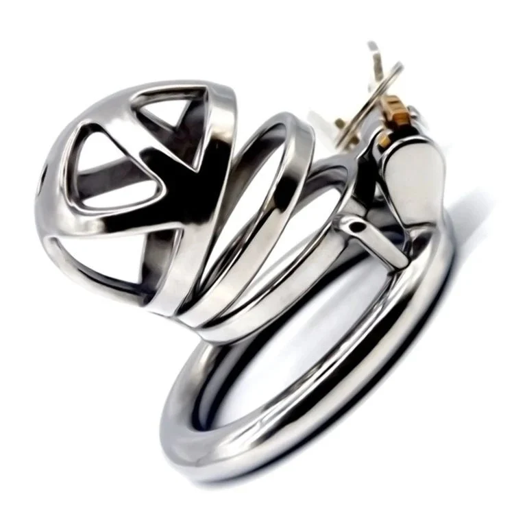 Jail House Chastity Device Stainless Steel Chastity Cage with Silicone Urethral Plug Locking Chastity Cage