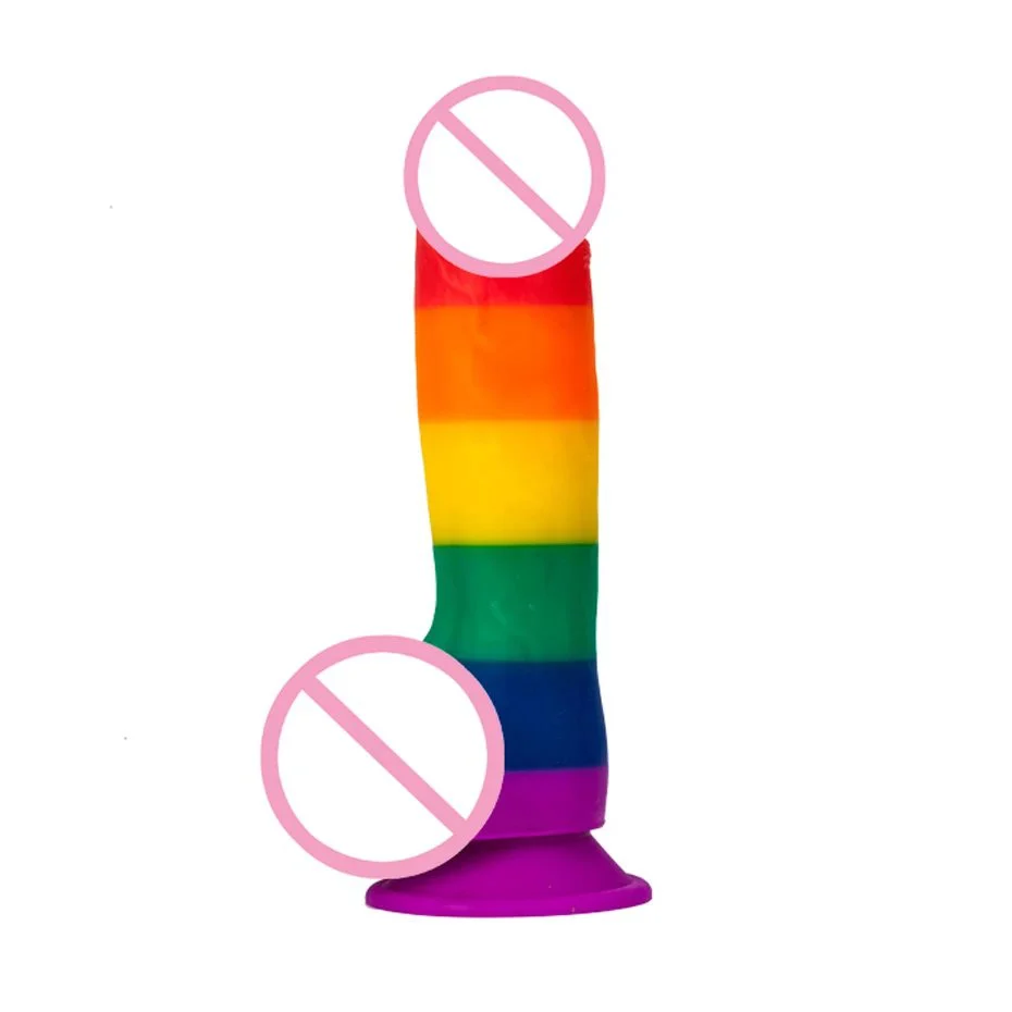 Realistic Huge Rainbow Dildo With Suction Cup Faked Penis Sex Toy for Woman Erotic Adult Game