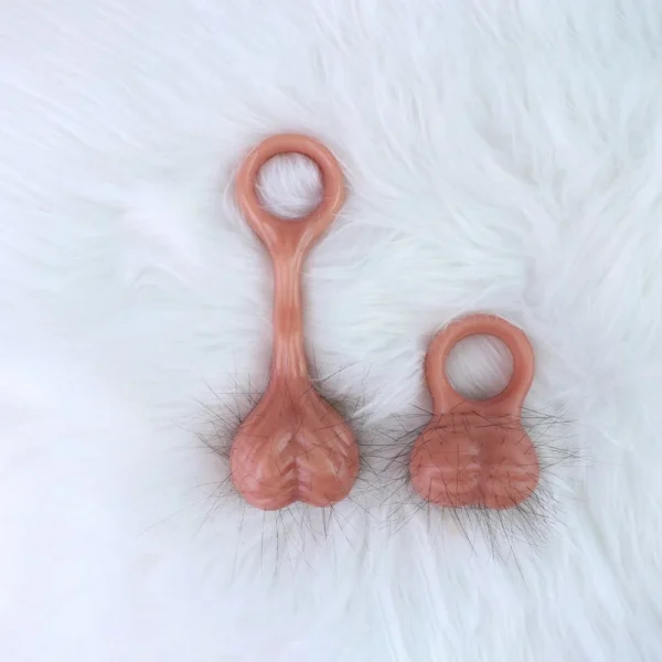 CITY FUN New Simulation Skin Color Penis Ring Four Optional Male Vibrating Penis Ring Silicone Material with Hair Penis Ring