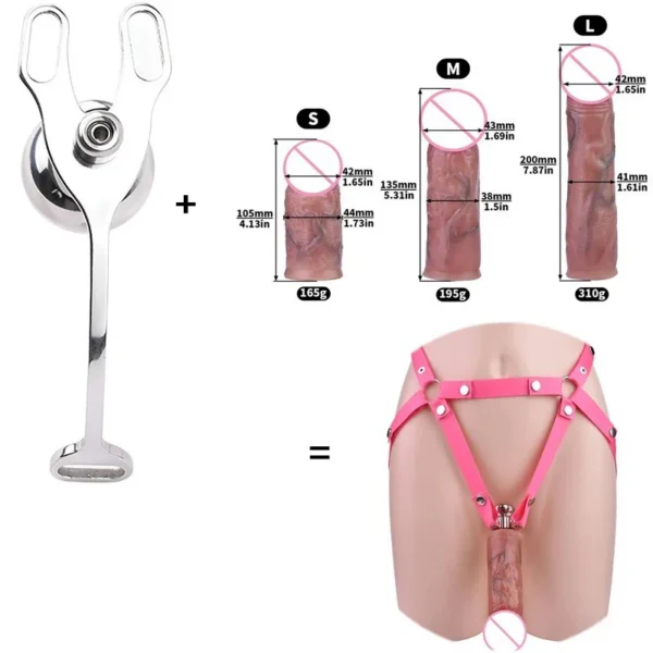 Flat Cage with Dildo, Male Negative Chastity Cage with Silicone Dildo, Mistress Pleasing Machine, Sissy Dildo Chastity Cage