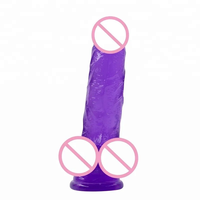 Crystal Jelly Flexible With Textured and Suction Cup Dong Realistic Penis