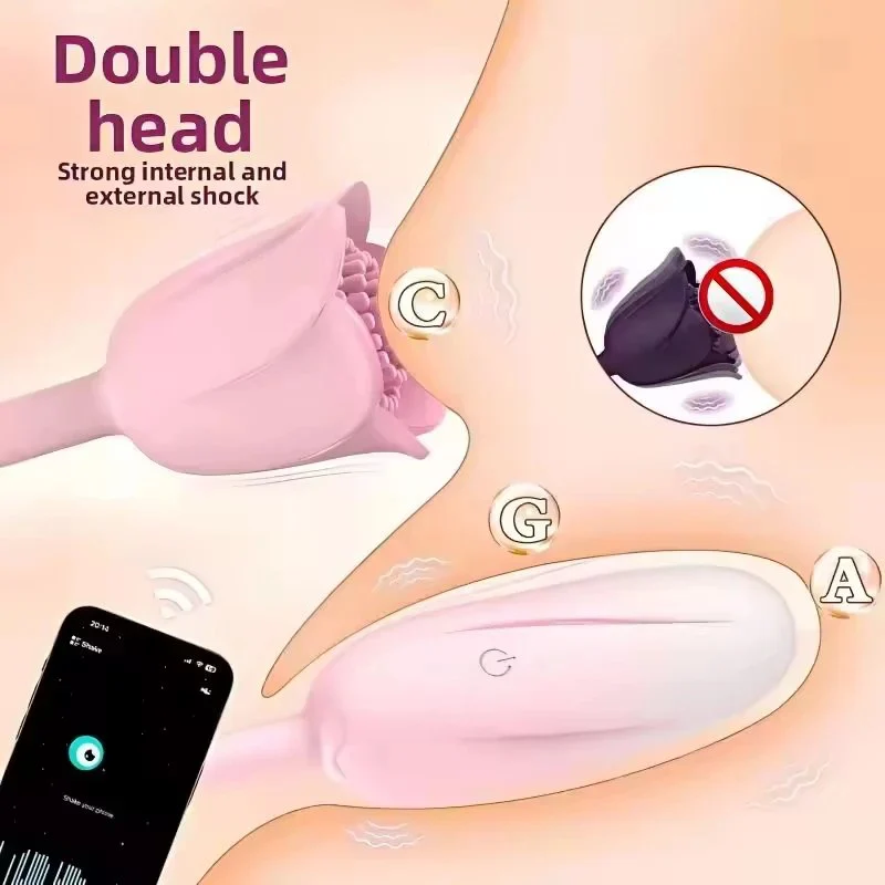 Portable Remote App Controlled Egg-Shaking Climax Stimulation 9-frequency Dual-head Vibration Rose Love Egg