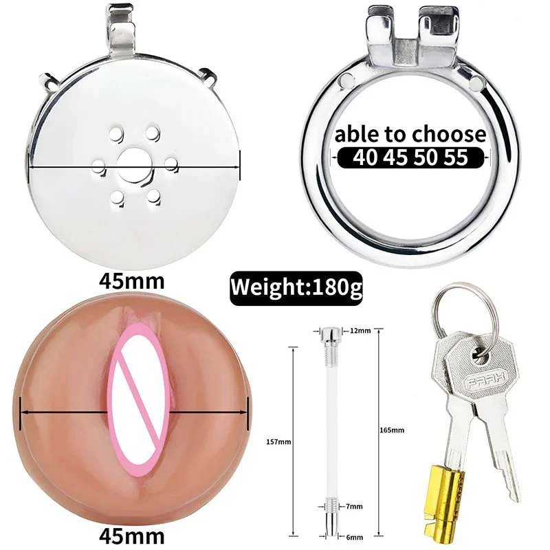 Cock Cages Male Stainless Steel Chastity Belt Device Flat Cage Sissy Binding pink Sissy Penis Cockcage