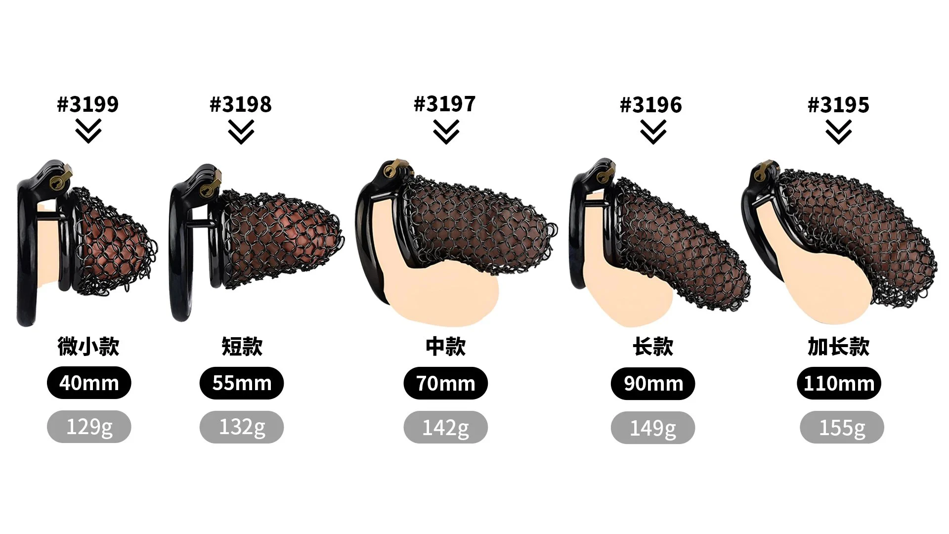 Five Capacities Cock Cage Sexual Confinement Delay Ejaculation Cock Cages Lock Ring Sex Toy