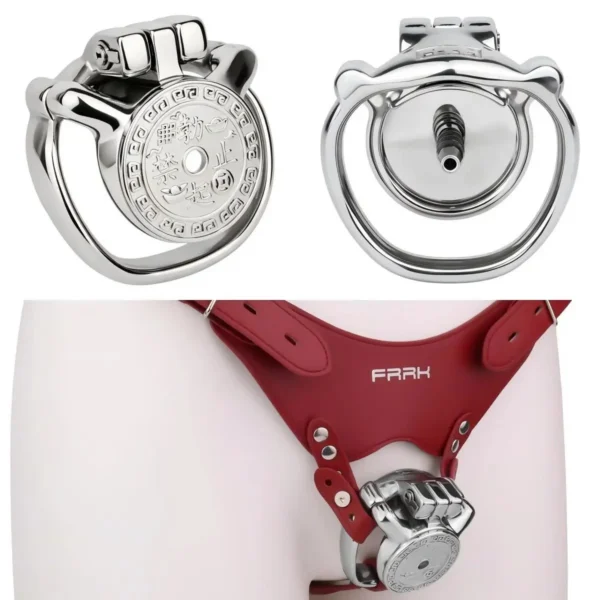 Flat Metal Male Chastity Cage Device Urethral Hole With Metal Catheter Chastity Belt Penis Ring Cock Cage