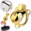 Golden Cobra Strap on Chastity Cage with Metal Anal Plug Sissies Penis Rings Femboy Cock Lock Adult Sex Goods for Man 18+