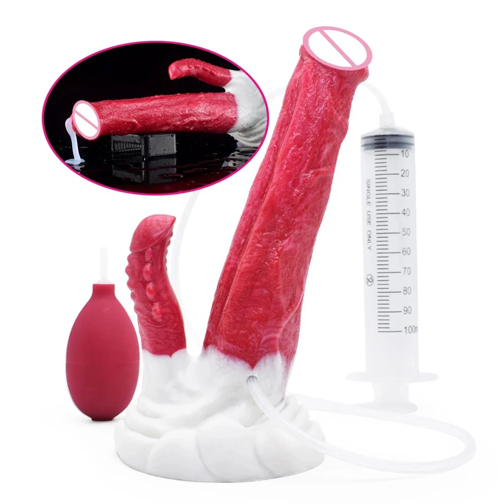 Double Head Penis Dragon Horse Divine Beast Squirting Dildo with Sucker Adult Women Vagina Anal Ejaculating Dildo