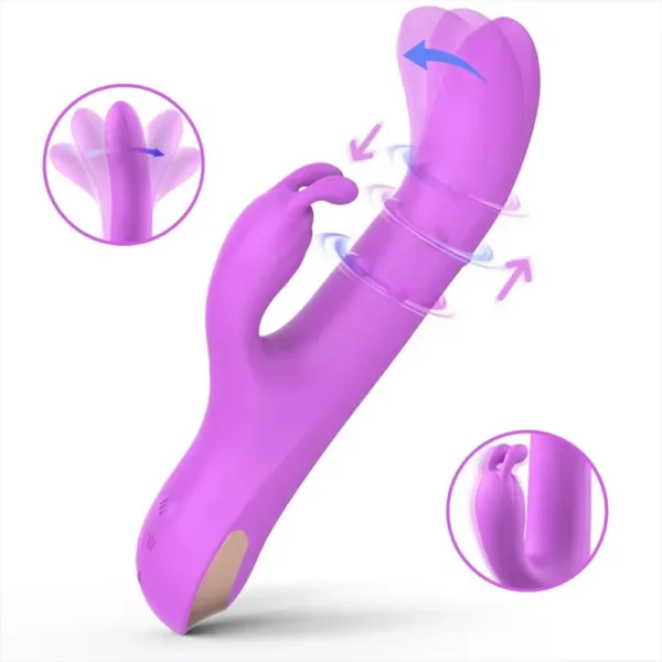 Rotation 3 in 1 Rabbit Vibrator Electric Female Dual Vibration G Spot Stimulation Vibrators Toy for Women