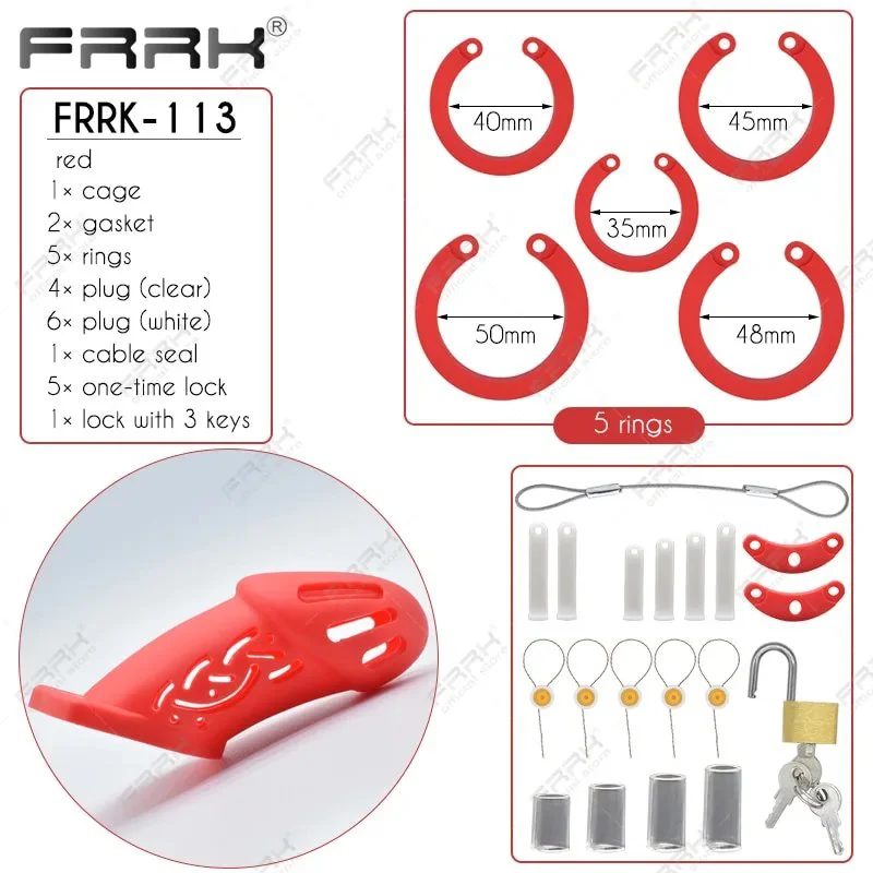 Hollow Penis Mamba Chastity Cage with 5 Cock Rings Padlock Escape Seal Upgrade Adults Sex Toys for Men