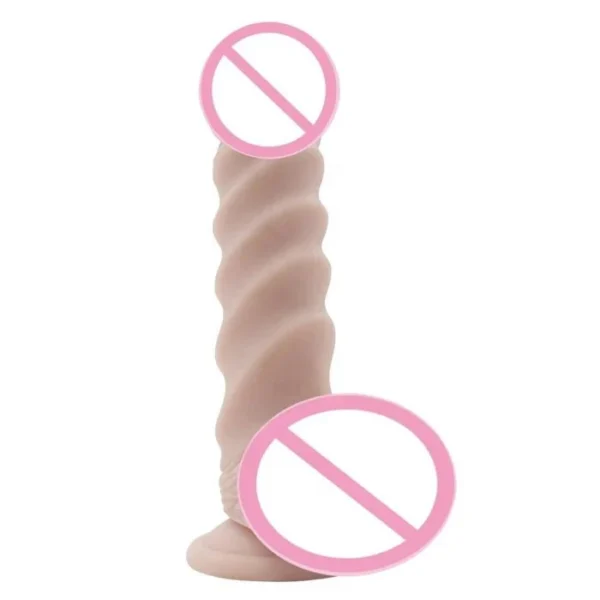 7.6 Inch Lifelike Spiral Dildo Vibrator Silicone Sex Toys for Hands-free Play