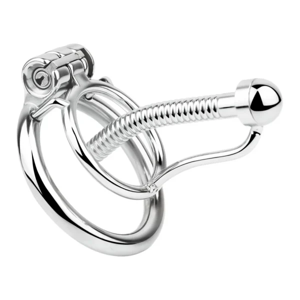 Adult Cock Cages Sex Toy SM 304 Stainless Steel Western Sword Chastity Lock with a Hollow Threaded Catheter 3 Sizes Available