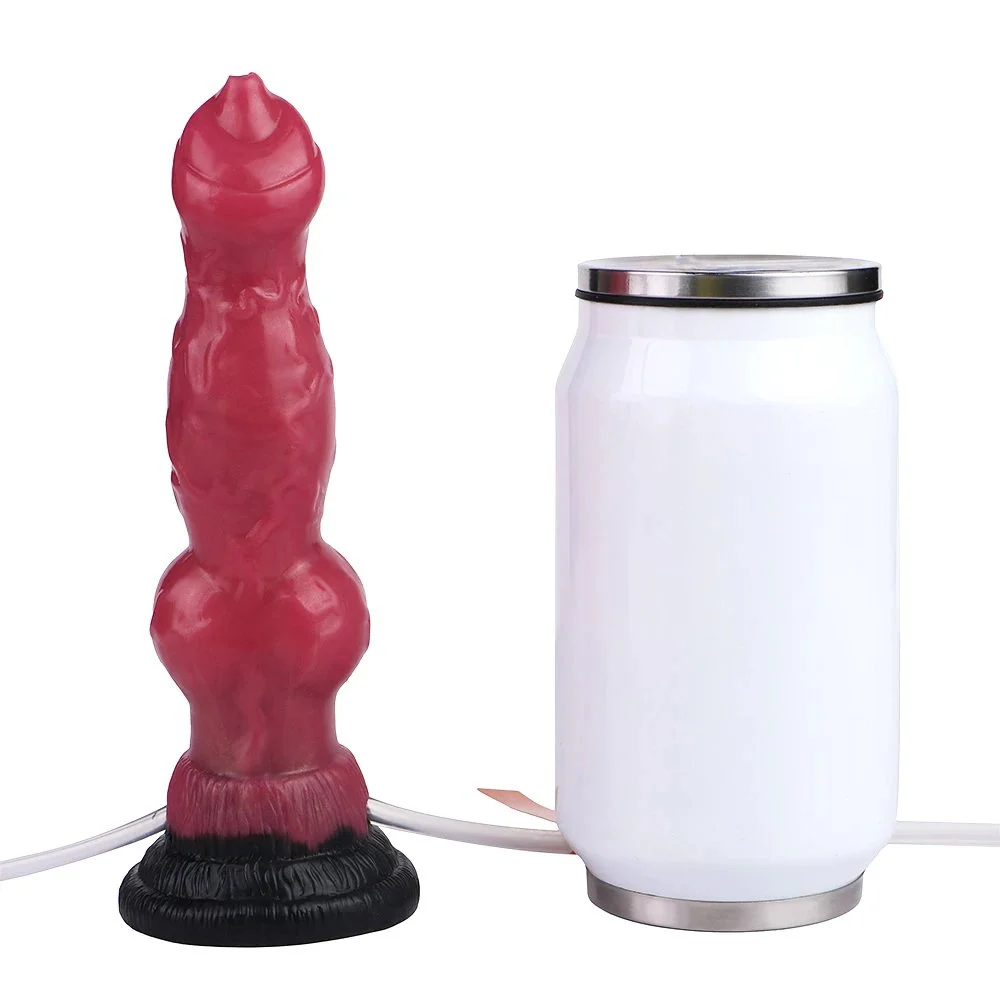 7 Inch Liquid Silicone Animal Wolf Anal Plug Dildo Realistic Inflatable Squirting Cock Adult Masturbator Orgsm Ejaculation Sex Toy