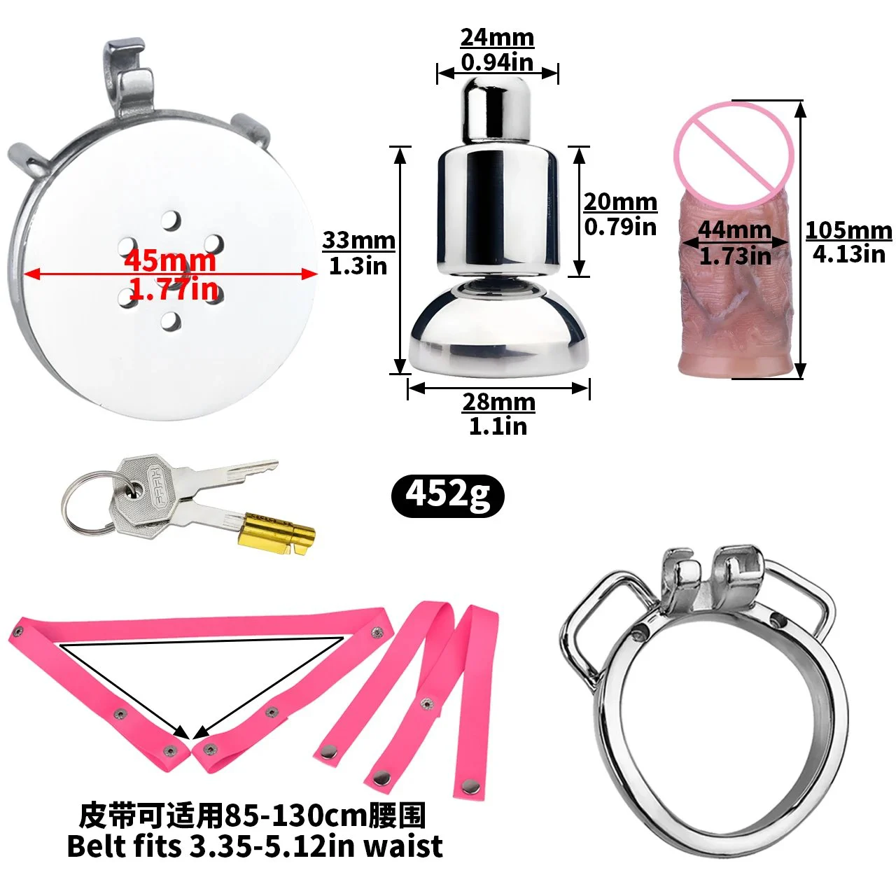 High Quality Inverted Urethral Play Sissy Penis Rings Intimate Product Chastity Cage Device with Dildo Head for Couple
