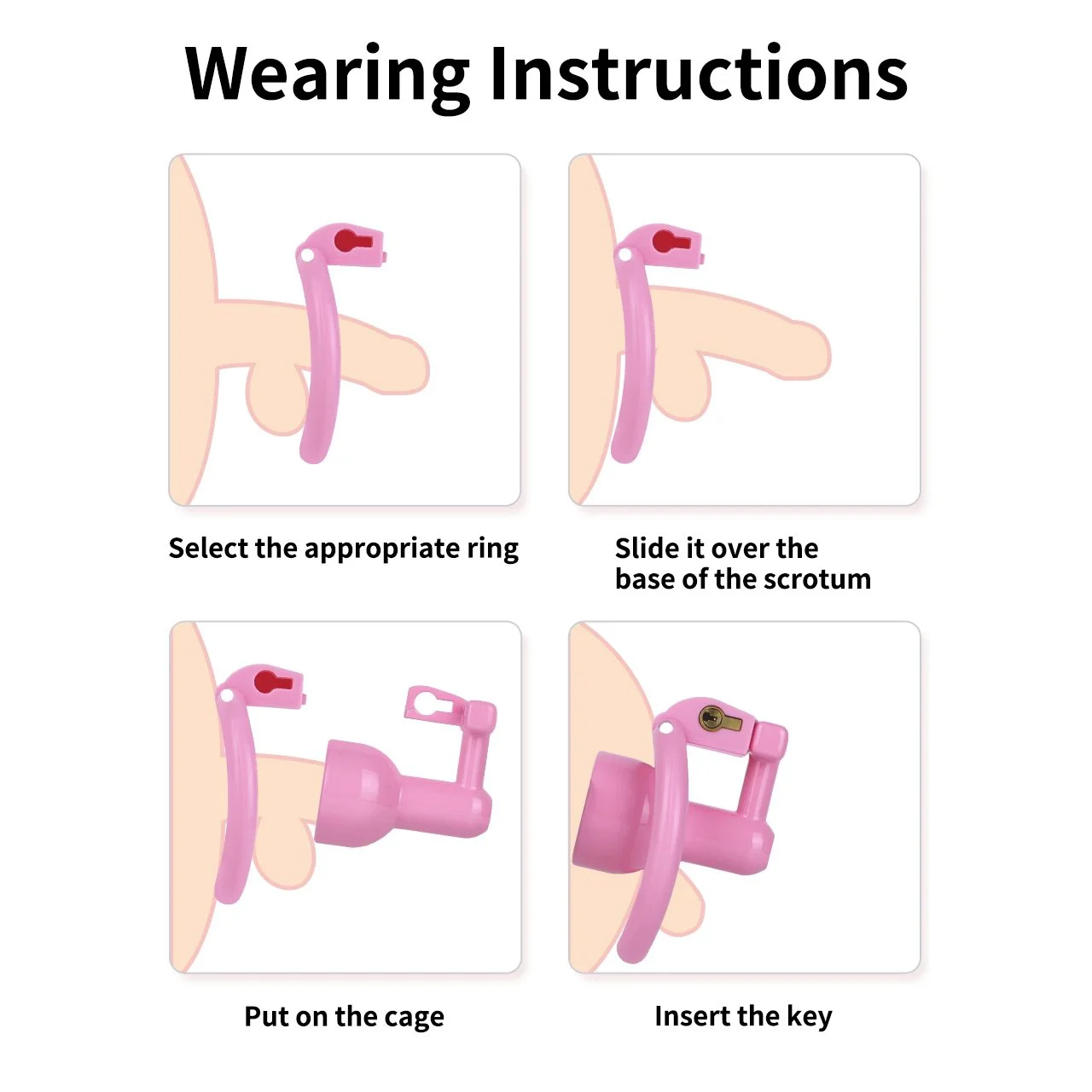 Inverted Chastity Cage Micro Sex Toy Set with 4 Cock Rings Chastity Belt Penis Lock Adult Bondage Devices for Men