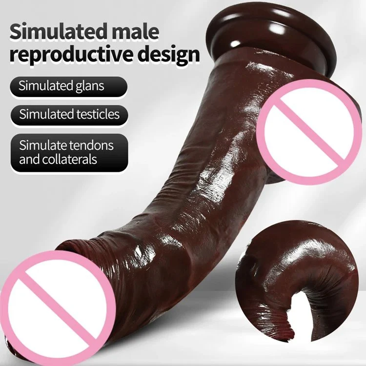 Double Liquid Silicone Female Masturbation Super Brown Realistic Dildo Adult Sex Toys for Women