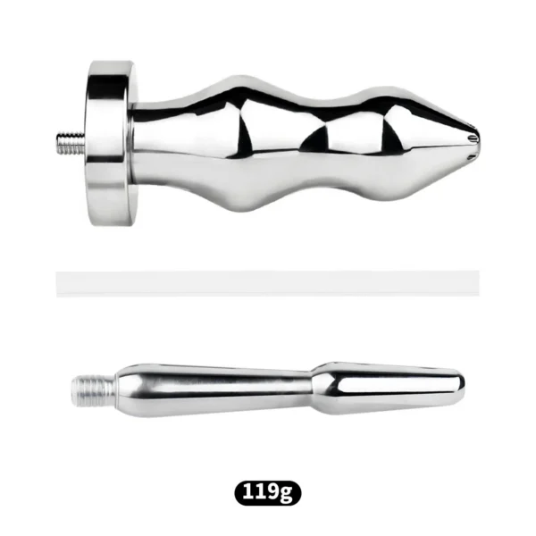 Metal Butt Plug Stainless Steel Butt Plug with Silicone Catheter Male Gay Adult Sex Toys