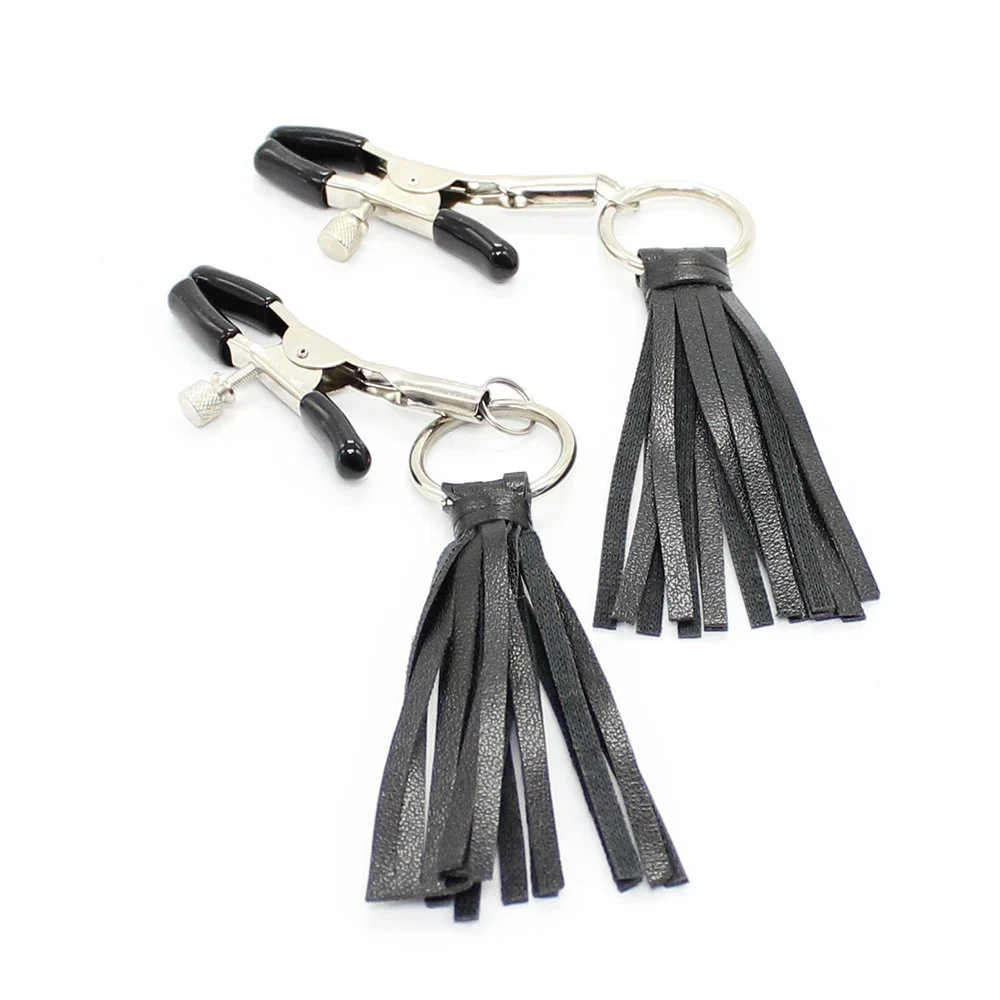 Leather Tassels Simulator Flirting Nipple Clamps Nipple Clips Fetish Flirting Sex Products for Women Men Adult Games