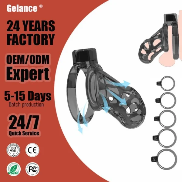 Chastity Cage Men Premium Breathable Waterproof Eco-Friendly 6 Sizes Rings Invisible Lock for Penis Exercise Bondage Gear Adult