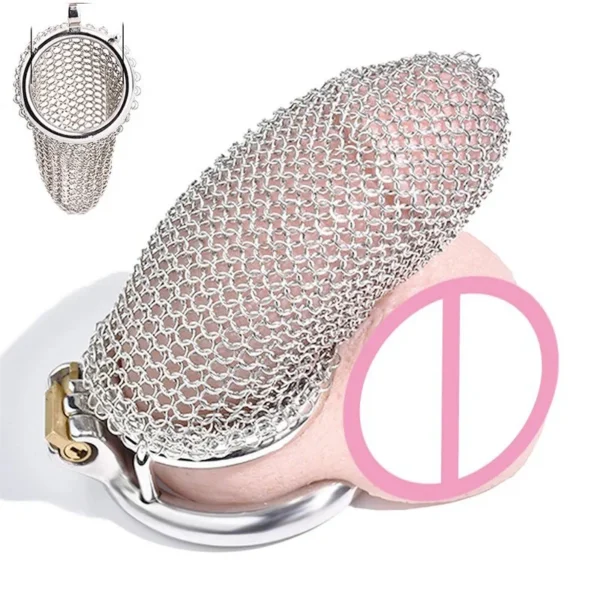 Metal Gauze Chastity Cage Male Mesh Locks Adult Man Cock Cage Prevent Masturbation