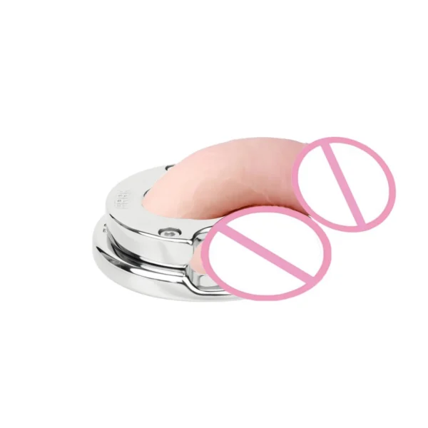 Metal Ring-shaped Male Penis Chastity Lock with Two Sizes to Choose From for Restraining the Penis with a Metal Chastity Cage