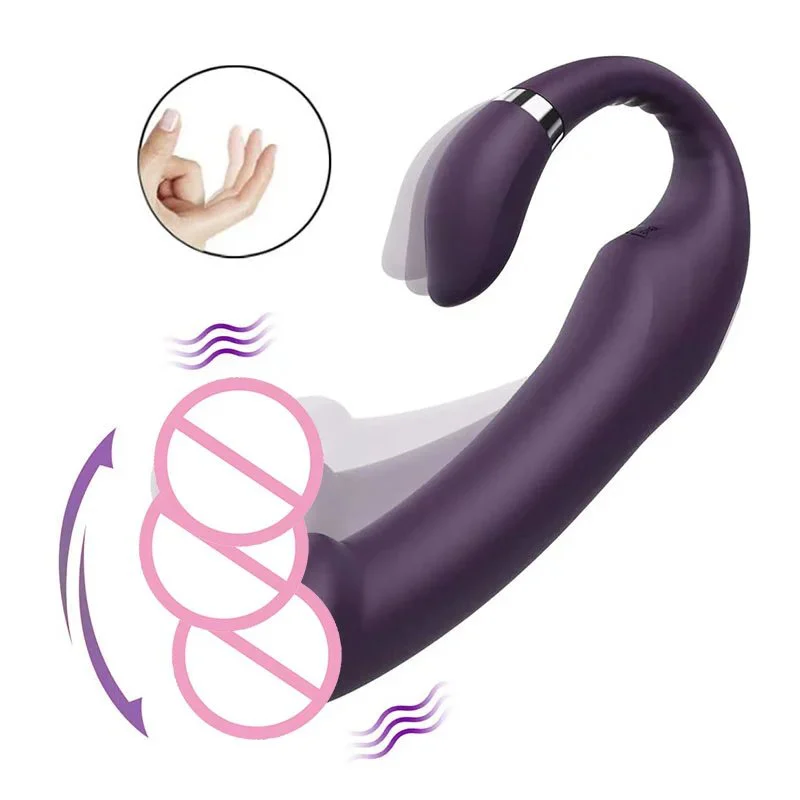 Dual Motors G Spot and Clit Stimulation Double Ended Head Strapless Strap on Dildo Vibrator Women Adult Sex Toy for Women Female