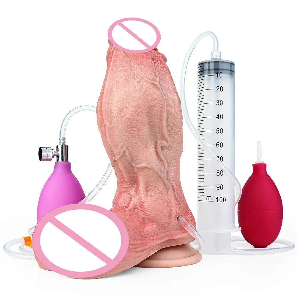 Ejaculation Dildo Soft Silicone Inflatable Squirting Dildo Artificial Penis Massage Vagina Simulation Sex Dildo