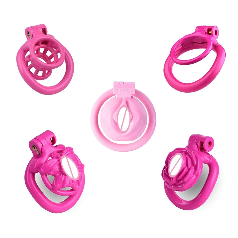 5 Style Pink Cock Cages 3D Print Resin ABS Cock Cage Male Chastity Device Penis Cage for BDSM Player