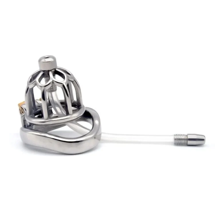 51mm 304 Stainless Steel Chastity Cage Metal Chastity Device with Catheter for Male